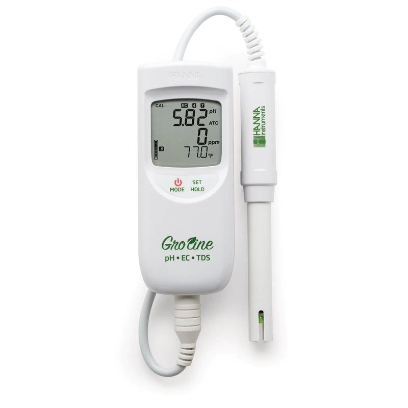 Hanna Instruments GroLine Hydroponics Waterproof pH / EC / TDS / Temp. Portable Meter HI9814 - CityFarm