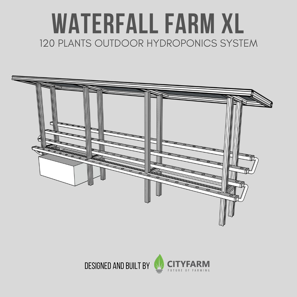 CityFarm 4-Tier Waterfall Home Garden XL (15ft NFT Channel) Outdoor Urban Farm